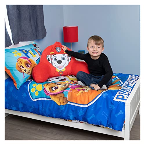 Paw Patrol Marshall Kids Back Resting Pillow for Reading and Watching TV ? Bed Rest Pillow with Arms to Lounge with Comfortable Back Support ? Great for The Bed or Couch