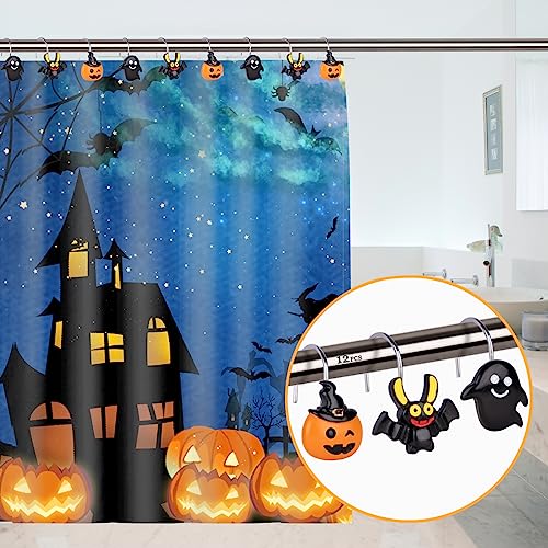 Halloween Shower Curtain Hooks - Cute Bats, Ghosts & Pumpkins