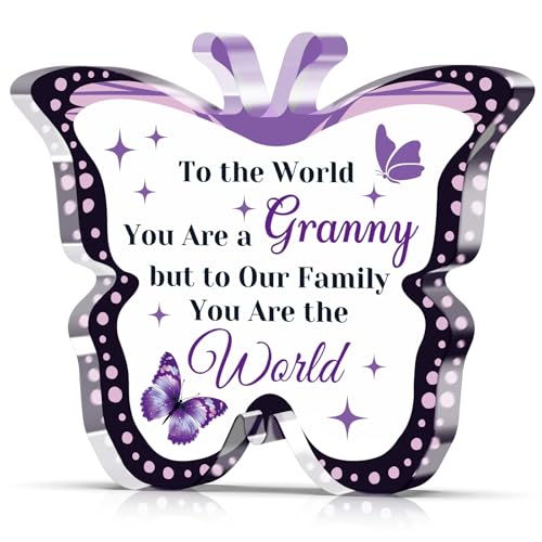 Vadaka Acrylic Granny Desk Sign Butterfly Home Decor Gift for Grandkids