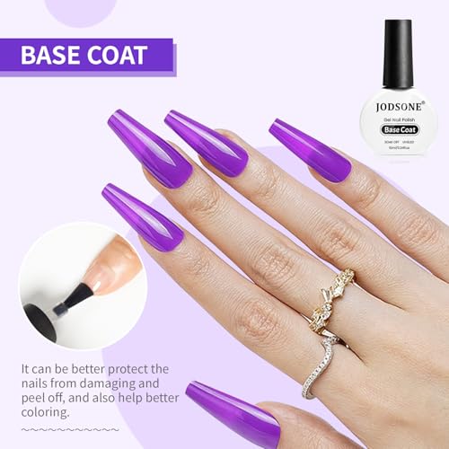 JODSONE Base Coat and Top Coat Gel Polish Set - 10ml UV LED Soak Off