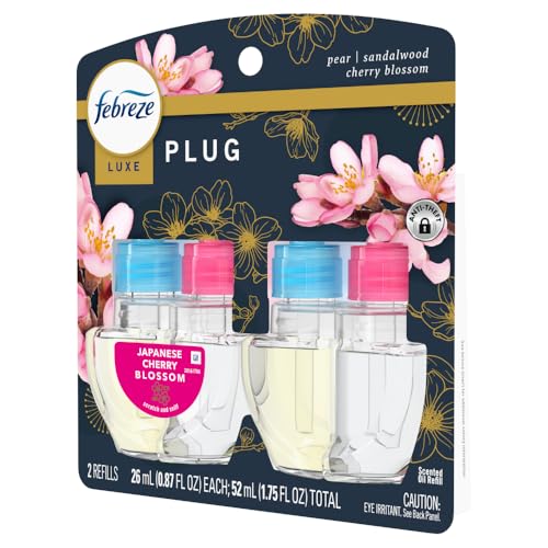 Febreze Plug In Air Freshener, Odor-Fighting Scented Oil Refill, Japanese Cherry Blossom, 2 Refill