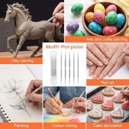 Dual-Ended Stainless Steel Nail Art Dotting Tool Set 5 Pcs