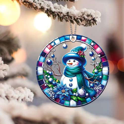 Acrylic Snowman Christmas Tree Ornament with Gift Box