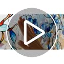 Blue Vine Floral Privacy Window Film - Stained Glass Static Cling 17.5x78.7"