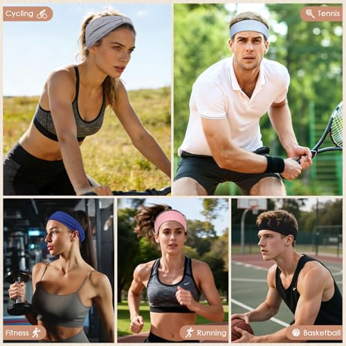 WantGor Wide Elastic Headbands for Women - 3 Pack Stretchy Knotted Sports Sweat Bands