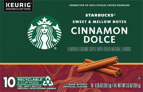 Starbucks K-Cup Coffee Pods - Cinnamon Dolce Flavored, 100% Arabica, 20 Pods Total