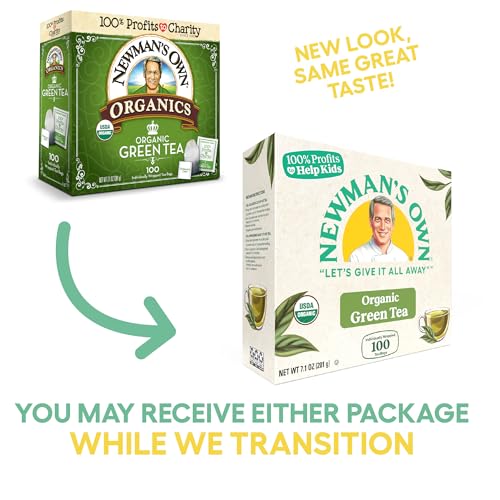 Newman's Own Organic Green Tea, 100 Count Tea Bags (Pack of 5)