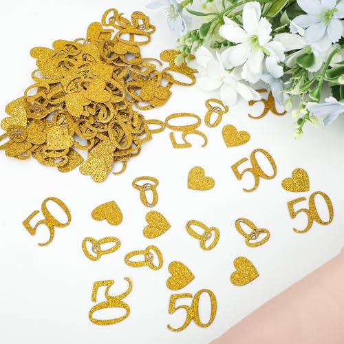50th Anniversary Gold Confetti - 100 Pieces of Glitter Paper