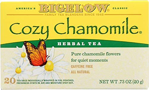 Bigelow Cozy Chamomile Herb Tea - 20 Tea Bags (6x20 Pack) - Caffeine-Free Relaxation