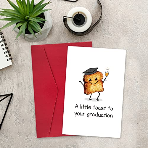 Leinessy Cute Toast Graduation Card with Envelope - 8x5.3 Inch Pun Card