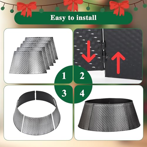 Metal Christmas Tree Collar 28 Inch - Silver Twill Weave for Medium Trees