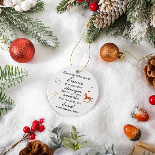Ceramic Horse Christmas Ornament - Inspirational Animal Lover Hanging Decor