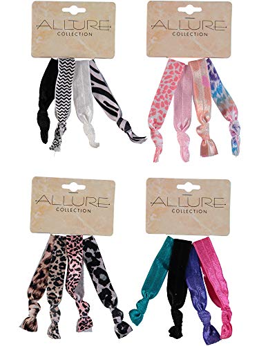 Allure Multi-Colored Fabric Ponytail Holders - 16 Piece Pack