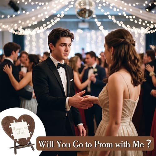 Wooden Heart Puzzle Prom Proposal Sign with Pen - Invite Her