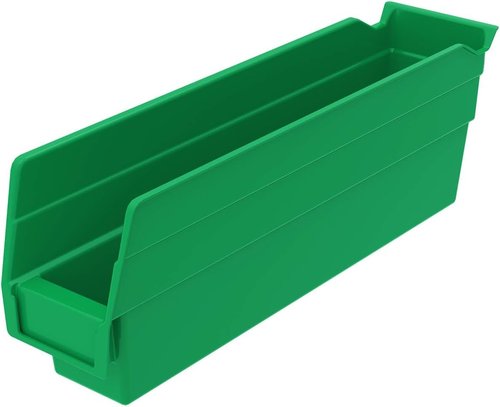 Akro-Mils 30110 Plastic Shelf Bins, Heavy Duty Storage Bins for Garage, Closet, and Drawer Organization, 12-Inch x 3-Inch x 4-Inch, Green, 24-Pack