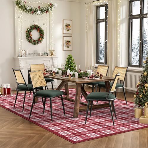 Christmas Red & White Large 8x10 Washable Area Rug - Festive Living Room Decoration