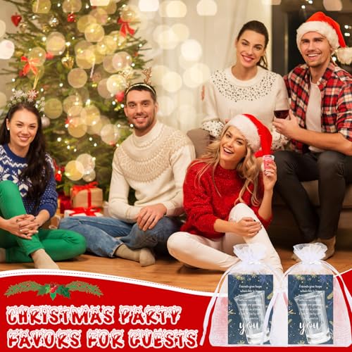 Roshtia Classic 18-Pack Christmas Shot Glasses Set with Thank You Cards & Organza Bags
