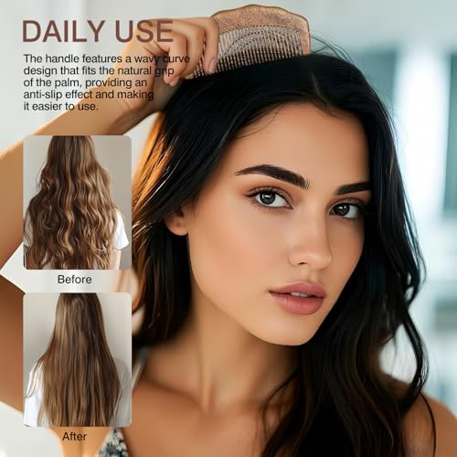 Natural Sandalwood Wide-Tooth Comb Anti-Static Hair Detangler