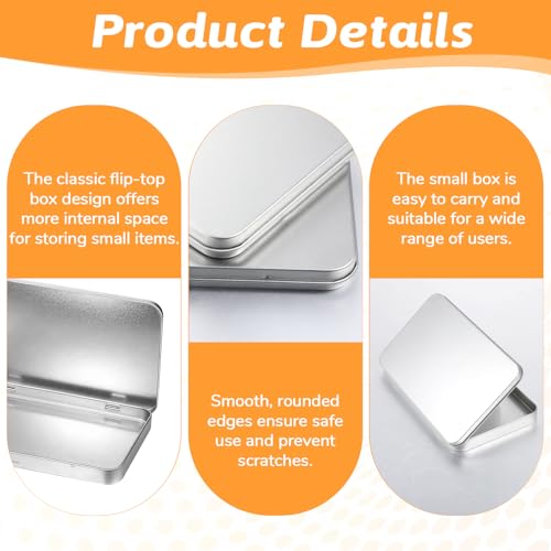 2 Pack Rectangular Metal Tins with Lids - 7 x 4.2 x 0.6 Inch for Storage