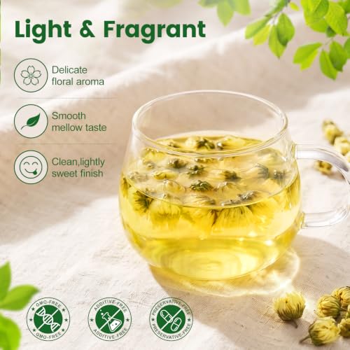 Natural Dried Chrysanthemum Flowers for Tea - 4 oz Loose Leaf Herbal Drink