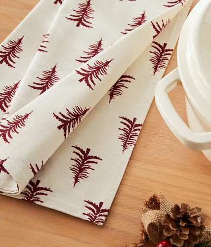 YZJZEDS Burgundy Christmas Kitchen Towels Set of 2 18x25 Inch Absorbent Cotton Dish Towels with Hanging Loop