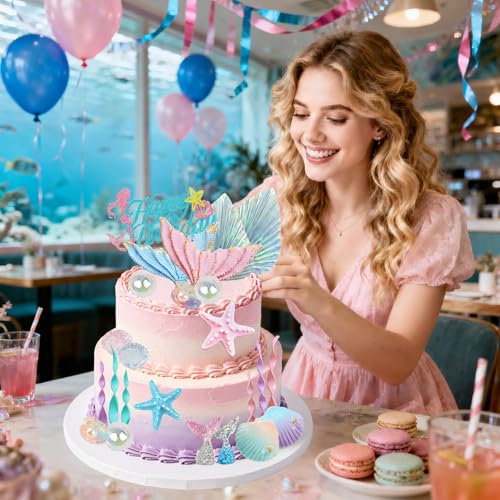 24-Piece Mermaid Cake Topper Set - Under the Sea Birthday Decorations