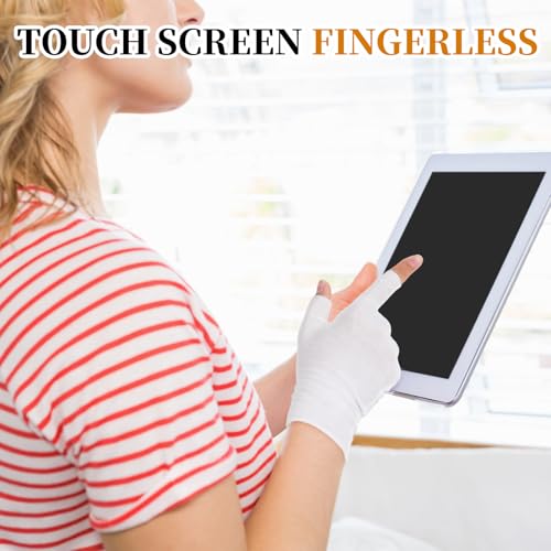 5 Pairs White Cotton Moisturizing Gloves Fingerless Half Finger Design