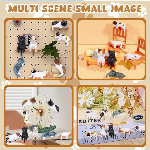 10 Pcs Mini Cat Figurines Set for Car Dashboard Decor