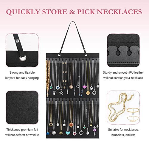 Caffox Hanging Necklaces Holder - Large Jewelry Organizer for Necklaces, Bracelets & Anklets - Wall, Closet & Door Storage - Necklaces Holder