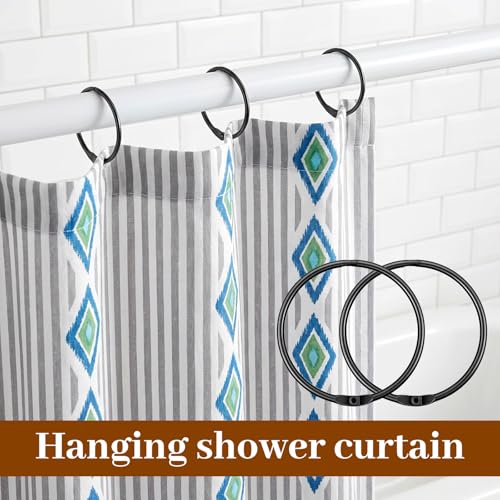Mabor 10-Pack Black Shower Curtain Hooks - Rustproof Iron Rings