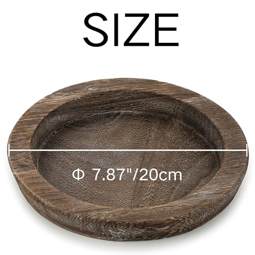 Hanobe Small Brown Round Wood Candle Holder Tray - 7.8" Centerpiece