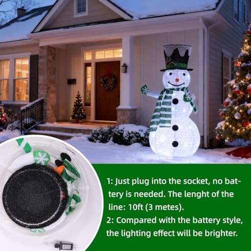 42-Inch Green Snowman Christmas Collapsible Decor Lighted Outdoor Indoor Garden