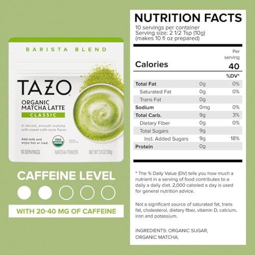 TAZO Organic Matcha Latte Powder Variety Pack, 3.5oz Pouches (Pack of 3)