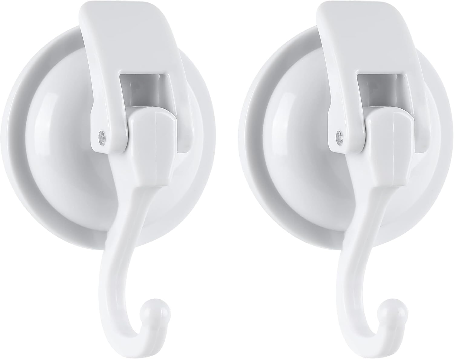 YSSILADI Heavy Duty Shower Suction Cup Hooks - Glass and Bathroom Robe Hangers, Reusable, No Hole Punch - White, 2 Pack