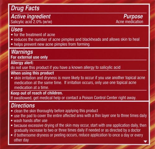 Stridex Maximum Medicated Acne Pads 55 Count - 2% Salicylic Acid Face Wipes