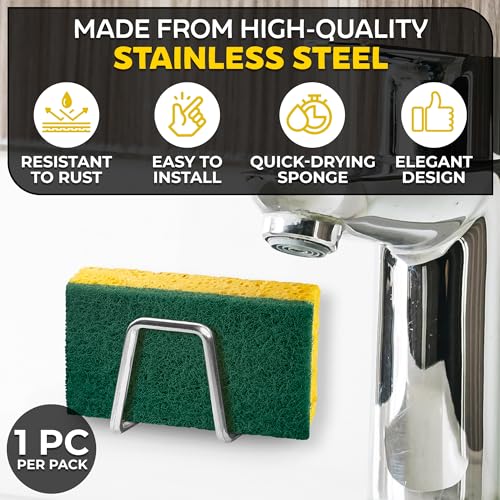 NADOBA Silver Stainless Steel Sink Sponge Holder Rust-Resistant Kitchen Organizer