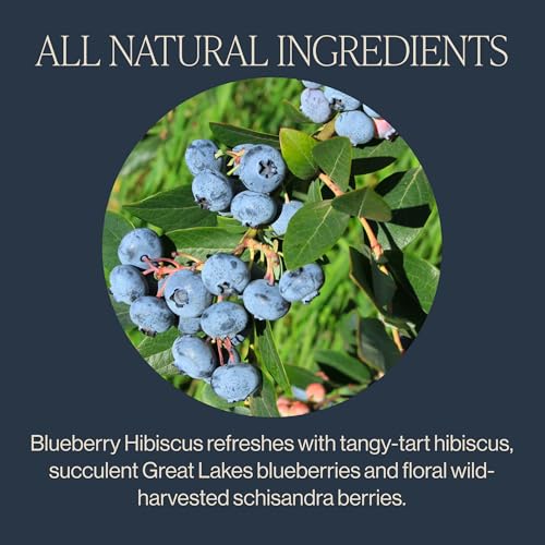 Rishi Tea Blueberry Hibiscus Herbal Tea Bags, 30ct - Caffeine Free, Organic & Sustainable