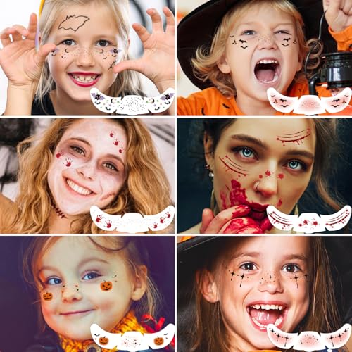 LemonSac 6Pcs Glitter Freckles Face Tattoo Waterproof Sparkle Makeup