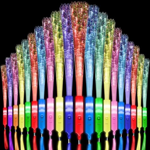 56 Pack LED Fiber Optic Wands Multicolor Glow Sticks for Parties