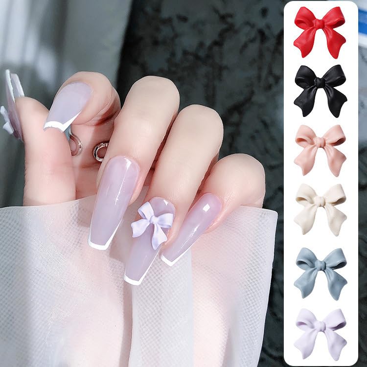 Furimuk 200 Pcs 3D Bow Nail Charms Colorful Resin Bowknot Art Accessories