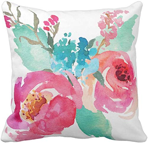Emvency Watercolor Pink Velvet Throw Pillow Covers, 18 x 18 Inch (Set of 2)