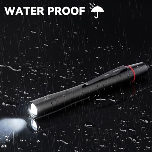 3Pack Pen Flashlight, Pen Light Flashlights High Lumens, Small LED Flashlight, Adjustable Tactical Flash Light, Waterproof Pocket Flashlights with Clip, Aluminum Mini Lights for Inspection Emergency
