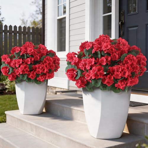 14" Artificial Geranium Flower Bouquet - 12 Bundles for Home & Garden Decor