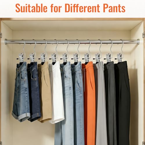 30-Pack Pants Hangers with Clips - Black Space-Saving Legging & Jean Organizer