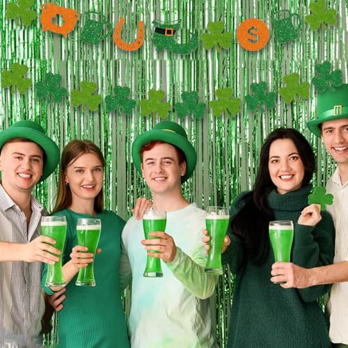 St. Patrick's Day Glitter Banner & Shamrock Garland Set