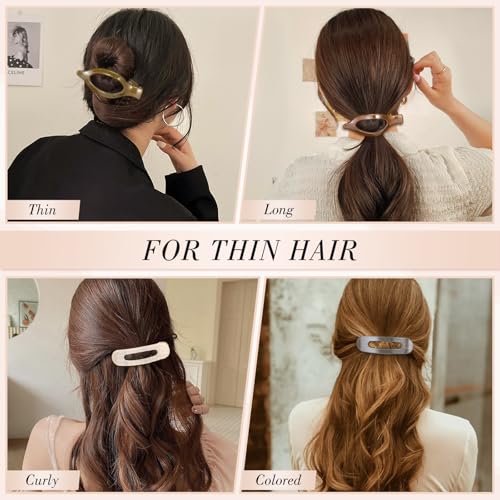 Flat Hair Claw Clips 8 Pcs Set - Non-Slip Matte Lay-Flat Hair Barrettes