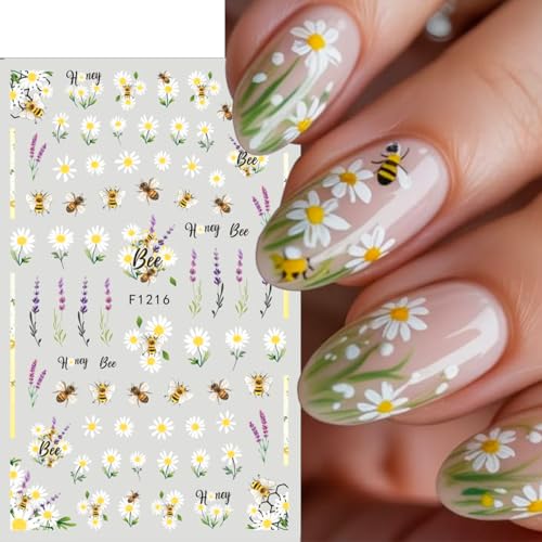 TailaiMei Flower and Insect Self-Adhesive Nail Art Decals, 5 Sheets