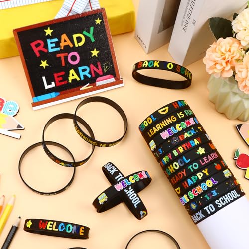 Back to School Gift Set - 24 Silicone Bracelets, Bags & Tags