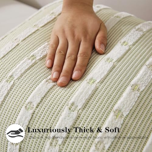 Boho Tufted Chenille Throw Pillow Covers Set of 2 - Sage Green, 18x18