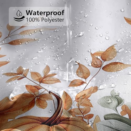 MEHOFOND Fall Pumpkin Shower Curtain, Orange Autumn Maple Leaf Decor 72x72